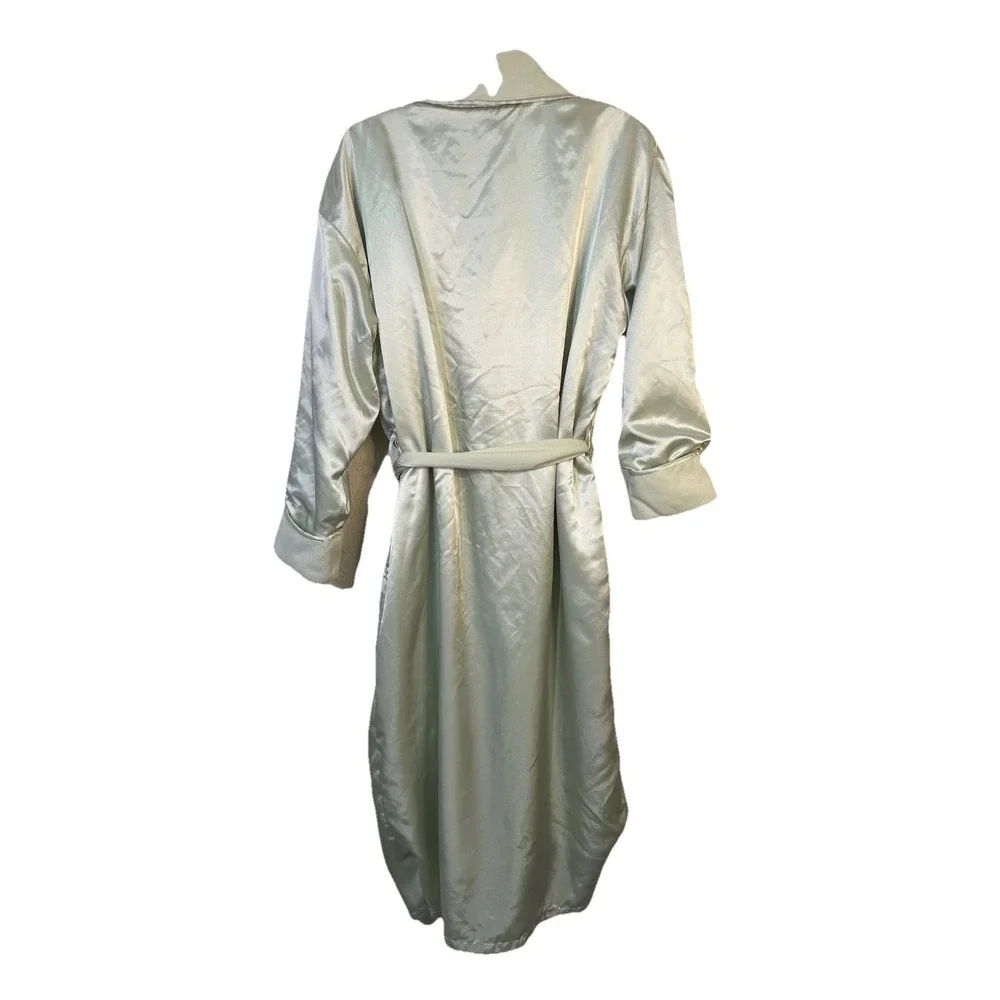 Vintage Valerie Stevens Robe Women's M Green Long Silky Fleece 2-sided 100% Poly